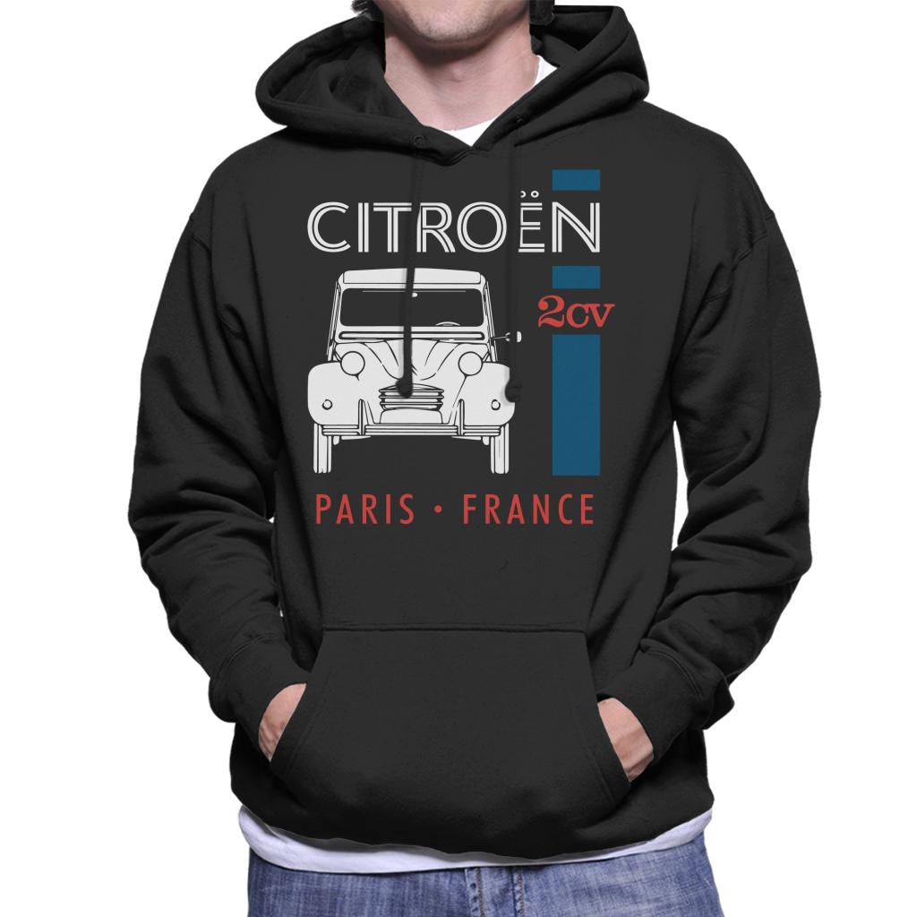 Citroën White 2CV Paris France Single Stripe Men's Hooded Sweatshirt-ALL + EVERY