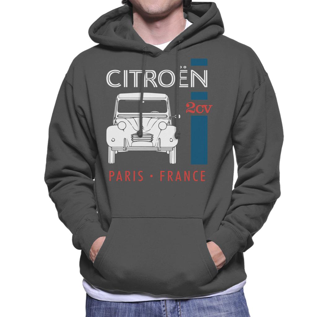 Citroën White 2CV Paris France Single Stripe Men's Hooded Sweatshirt-ALL + EVERY