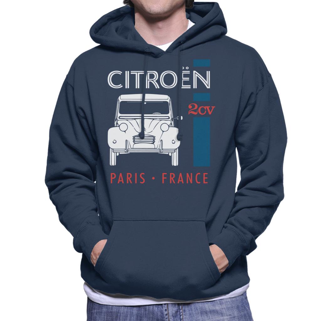 Citroën White 2CV Paris France Single Stripe Men's Hooded Sweatshirt-ALL + EVERY