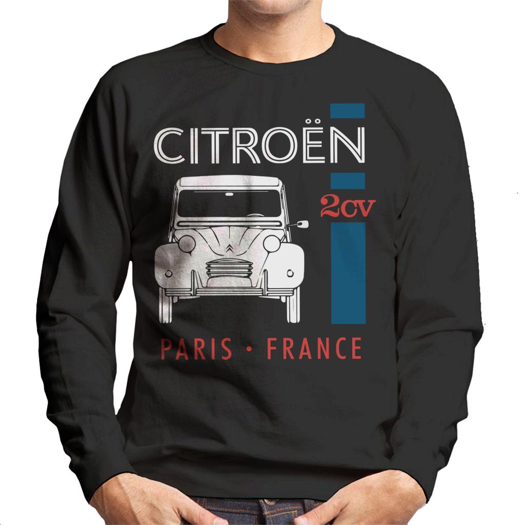 Citroën White 2CV Paris France Single Stripe Men's Sweatshirt-ALL + EVERY