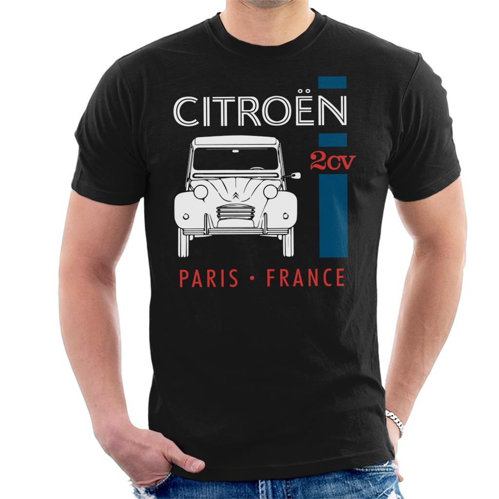 Citroën White 2CV Paris France Single Stripe Men's T-Shirt-ALL + EVERY