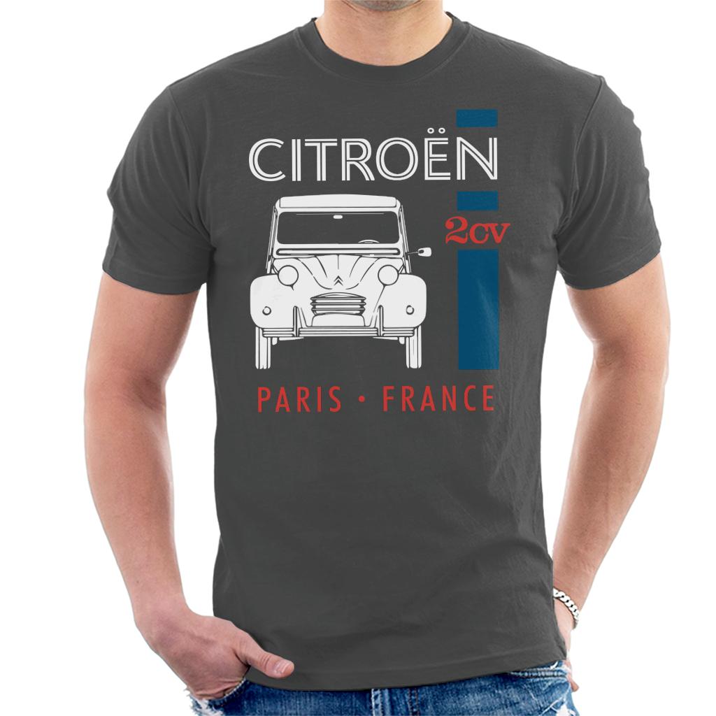 Citroën White 2CV Paris France Single Stripe Men's T-Shirt-ALL + EVERY