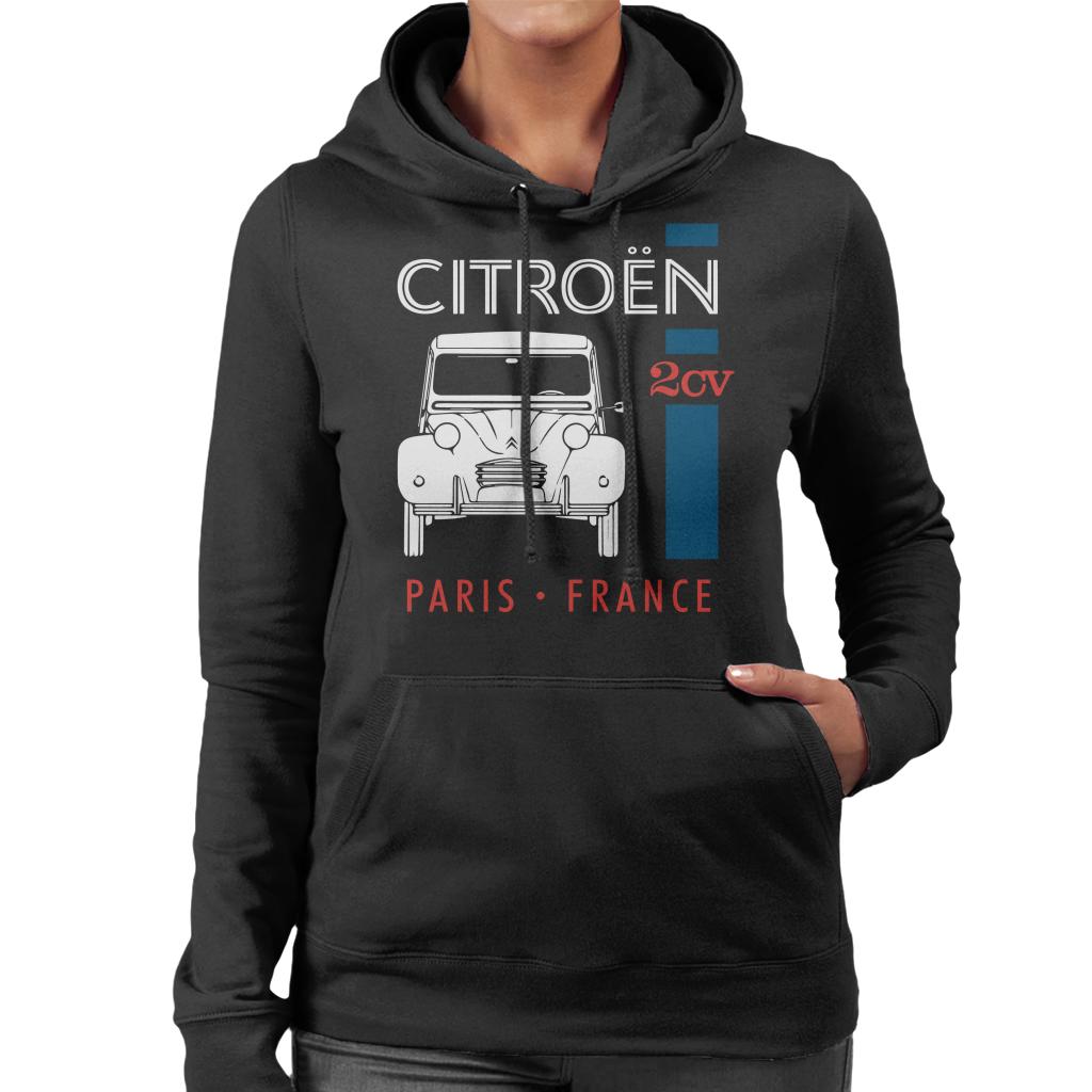 Citroën White 2CV Paris France Single Stripe Women's Hooded Sweatshirt-ALL + EVERY