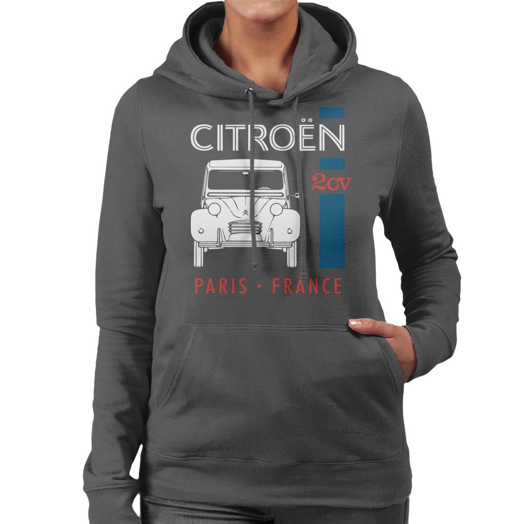 Citroën White 2CV Paris France Single Stripe Women's Hooded Sweatshirt-ALL + EVERY