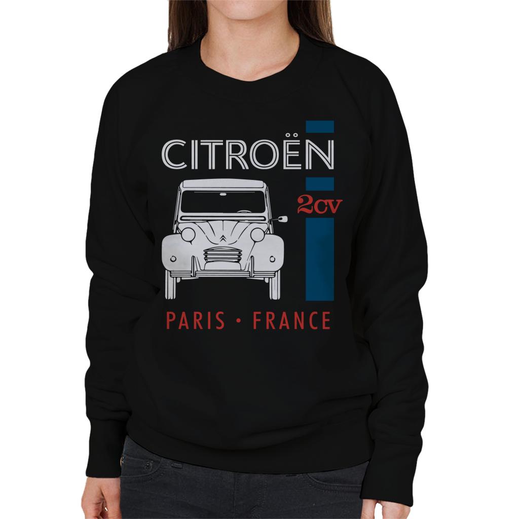 Citroën White 2CV Paris France Single Stripe Women's Sweatshirt-ALL + EVERY