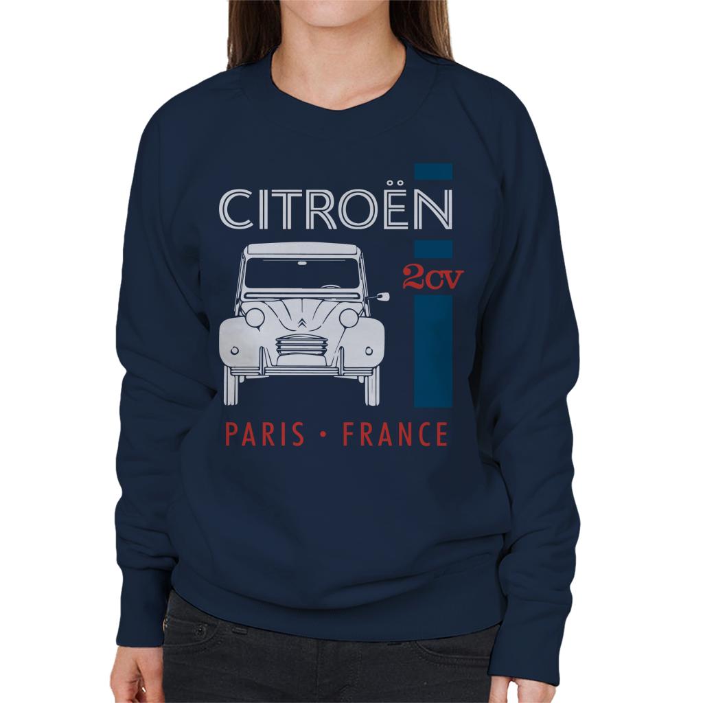 Citroën White 2CV Paris France Single Stripe Women's Sweatshirt-ALL + EVERY