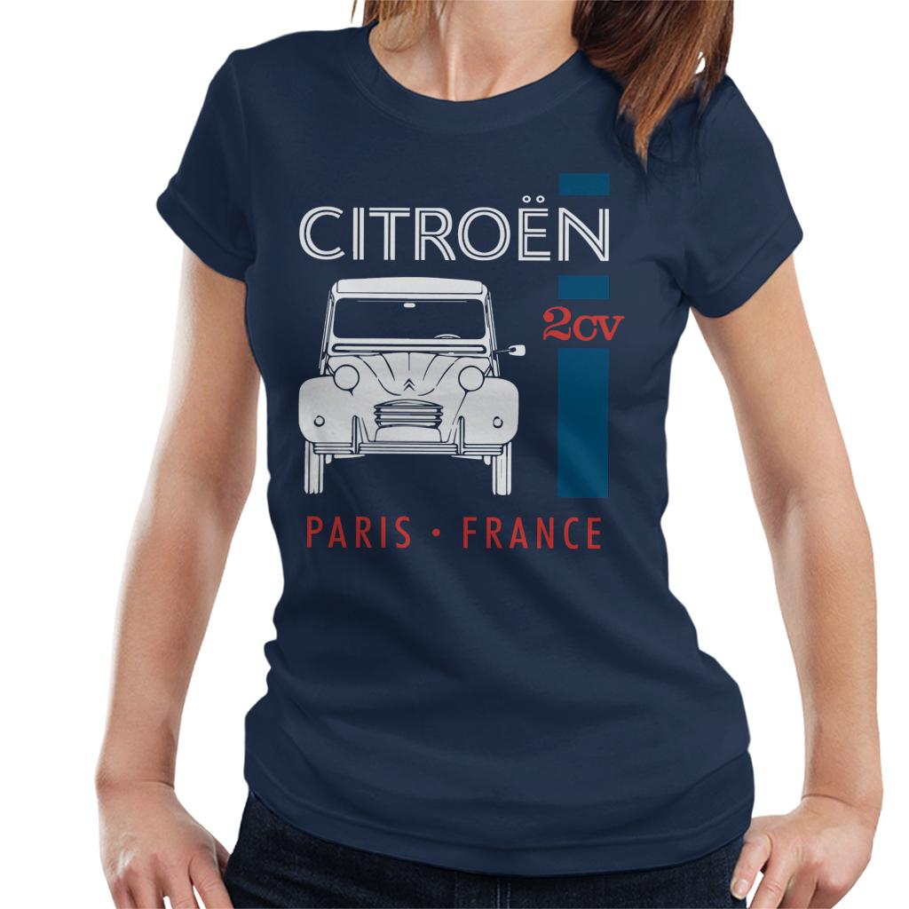 Citroën White 2CV Paris France Single Stripe Women's T-Shirt-ALL + EVERY