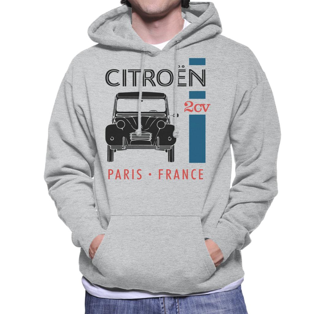 Citroën Black 2CV Paris France Single Stripe Men's Hooded Sweatshirt-ALL + EVERY