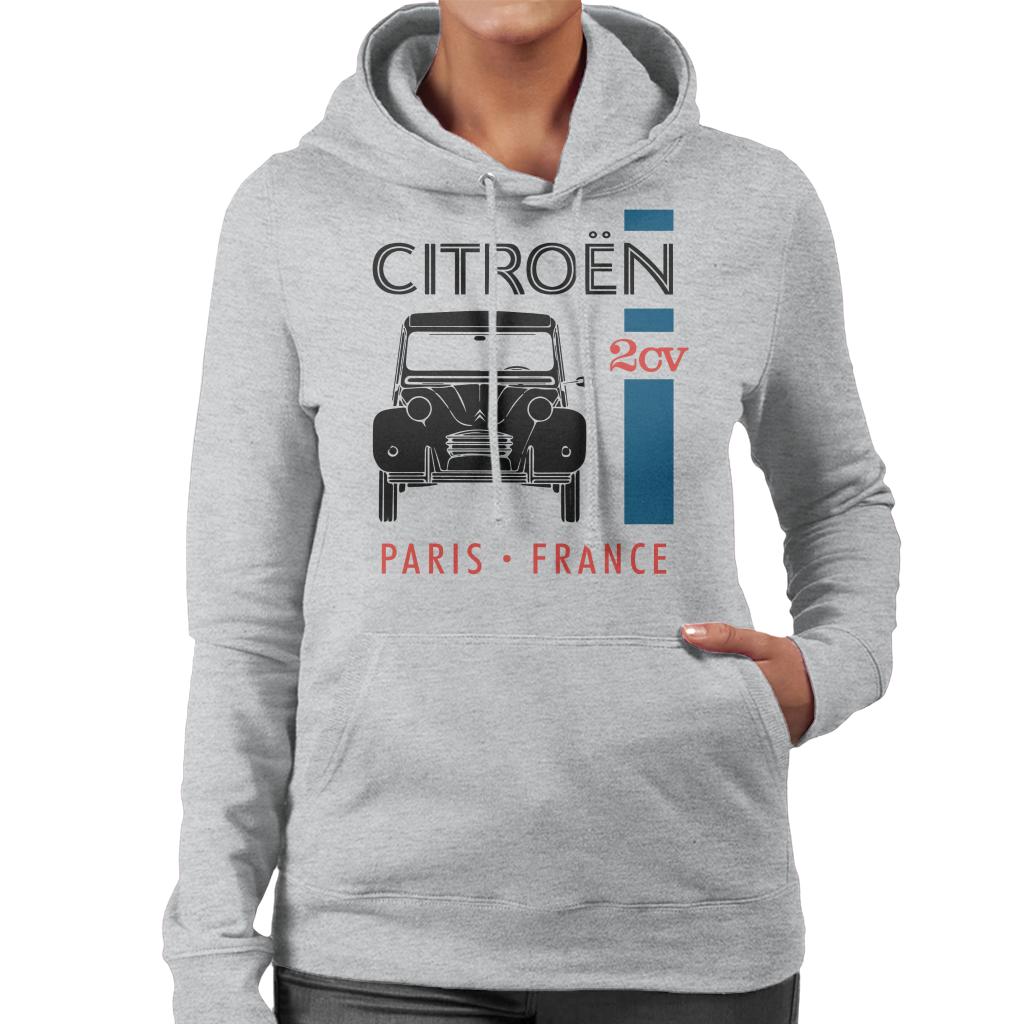 Citroën Black 2CV Paris France Single Stripe Women's Hooded Sweatshirt-ALL + EVERY