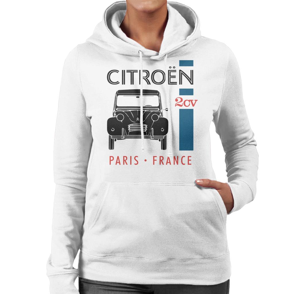 Citroën Black 2CV Paris France Single Stripe Women's Hooded Sweatshirt-ALL + EVERY