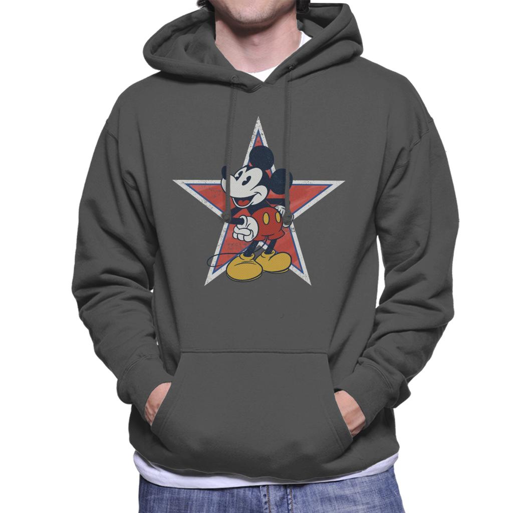 Disney Distressed Mickey Mouse Star Men's Hooded Sweatshirt-ALL + EVERY