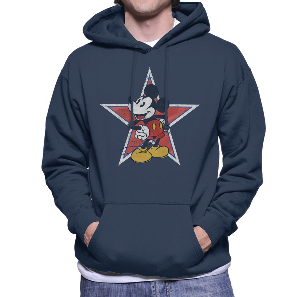 Disney Distressed Mickey Mouse Star Men's Hooded Sweatshirt-ALL + EVERY