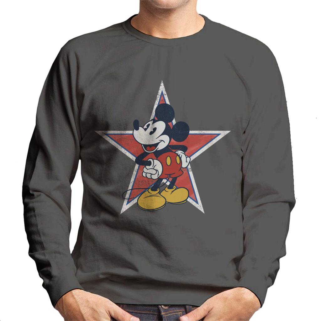 Disney Distressed Mickey Mouse Star Men's Sweatshirt-ALL + EVERY