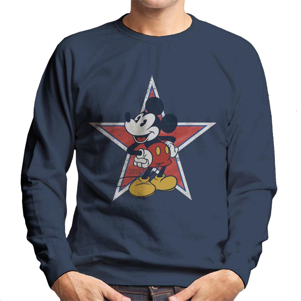 Disney Distressed Mickey Mouse Star Men's Sweatshirt-ALL + EVERY