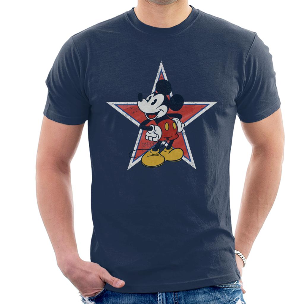 Disney Distressed Mickey Mouse Star Men's T-Shirt-ALL + EVERY