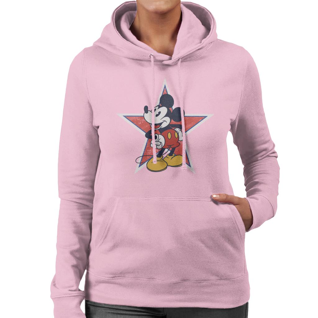 Disney Distressed Mickey Mouse Star Women's Hooded Sweatshirt-ALL + EVERY