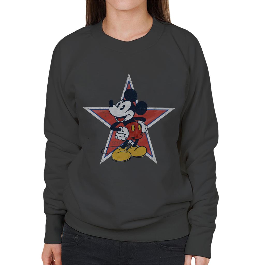 Disney Distressed Mickey Mouse Star Women's Sweatshirt-ALL + EVERY