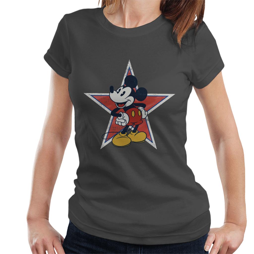 Disney Distressed Mickey Mouse Star Women's T-Shirt-ALL + EVERY