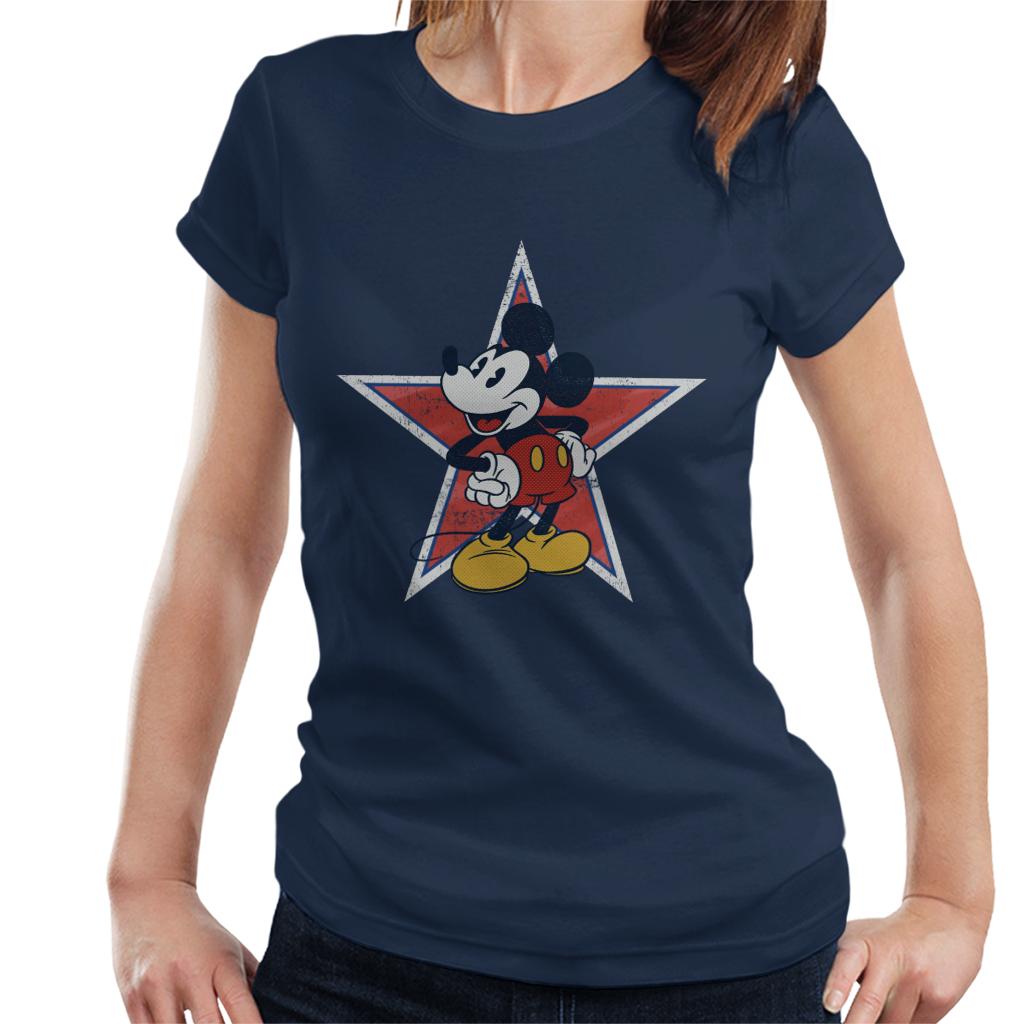 Disney Distressed Mickey Mouse Star Women's T-Shirt-ALL + EVERY