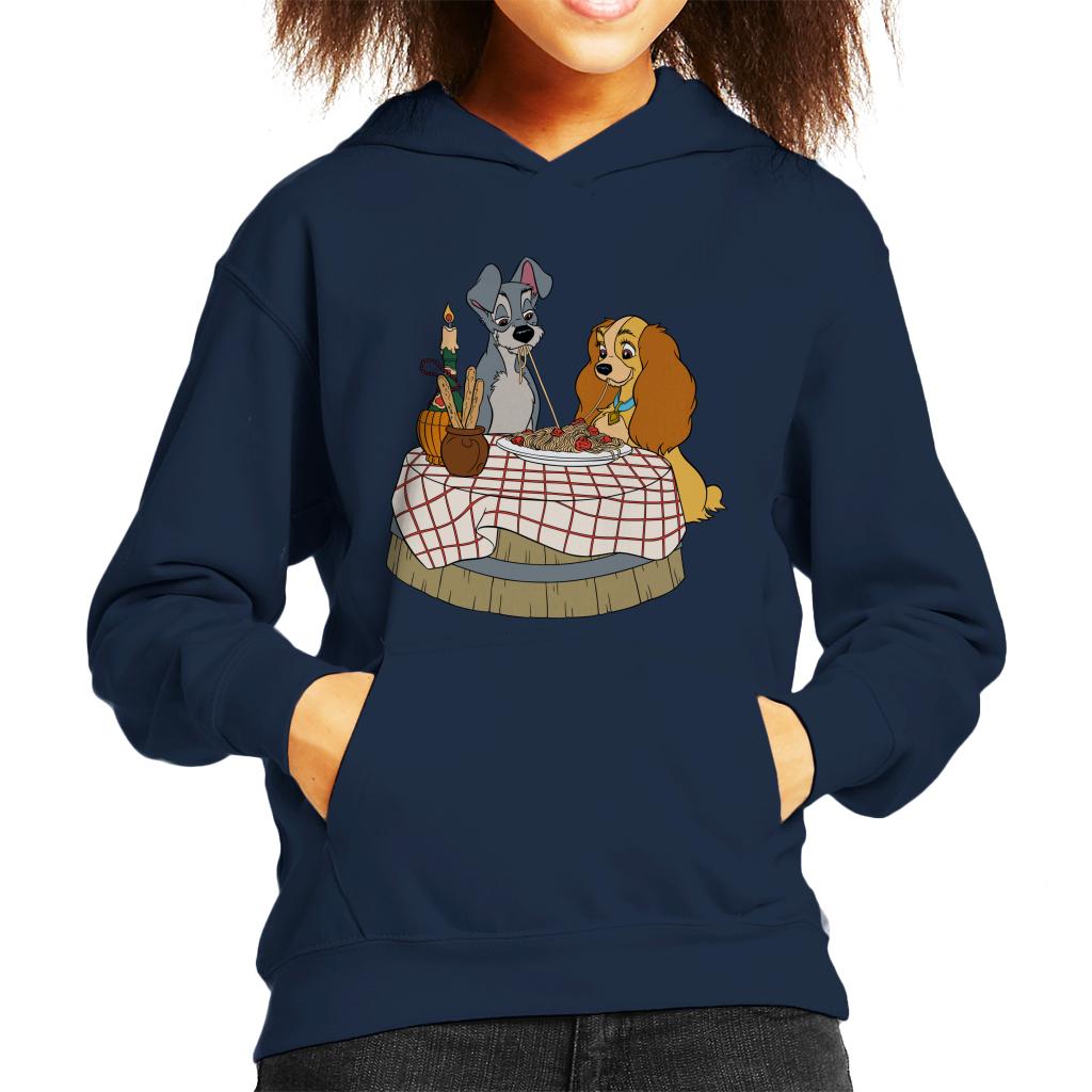 Disney Lady And The Tramp Spaghetti Scene Kid's Hooded Sweatshirt