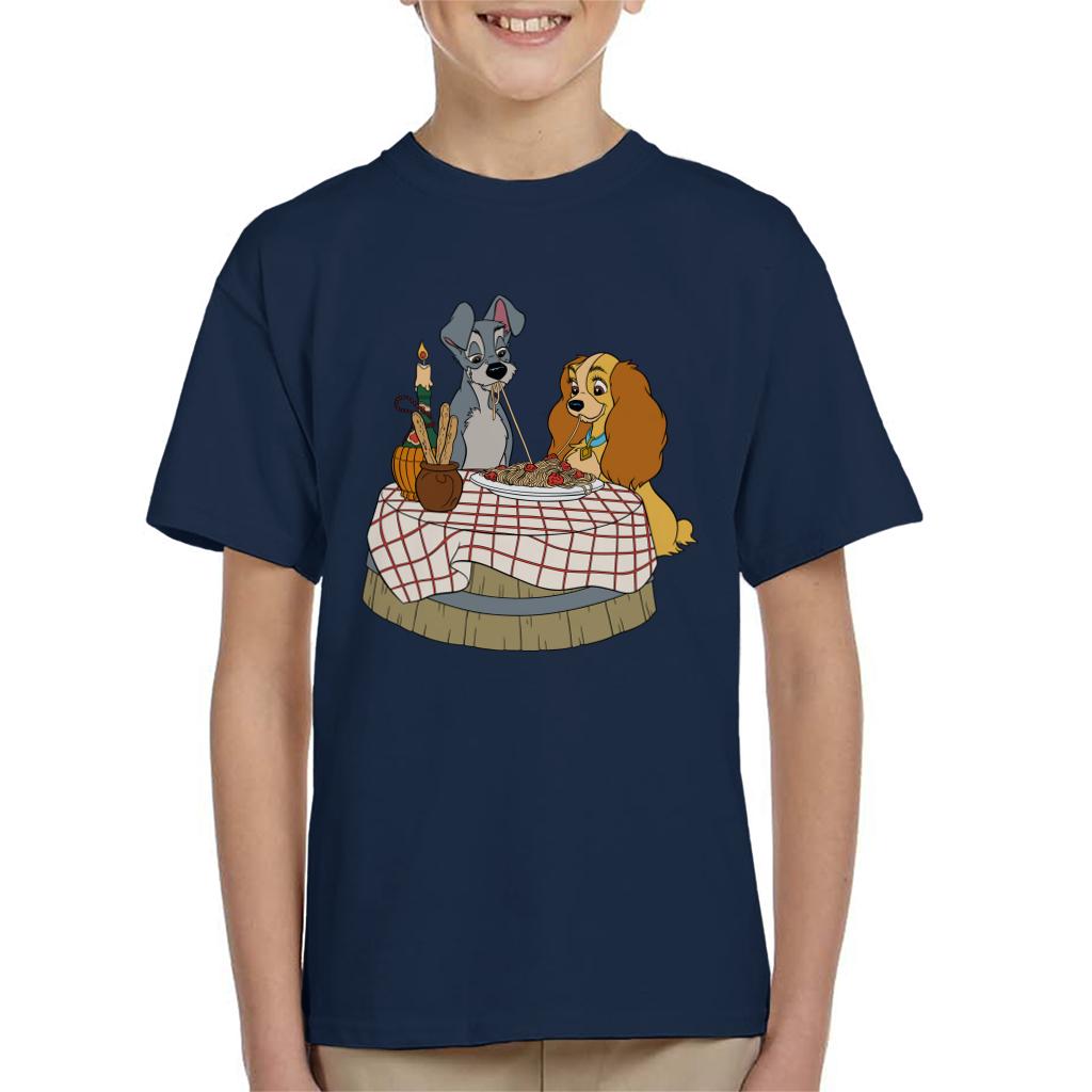 Disney Lady And The Tramp Spaghetti Scene Kid's T-Shirt-ALL + EVERY