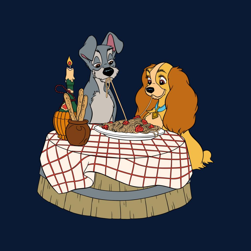 Disney Lady And The Tramp Spaghetti Scene Men's T-Shirt-ALL + EVERY