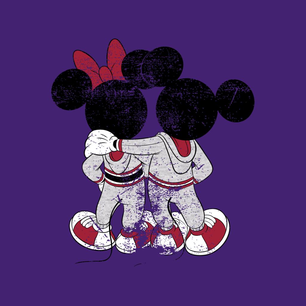 Disney Mickey And Minnie Mouse Together Distressed Back Women's T-Shirt-ALL + EVERY