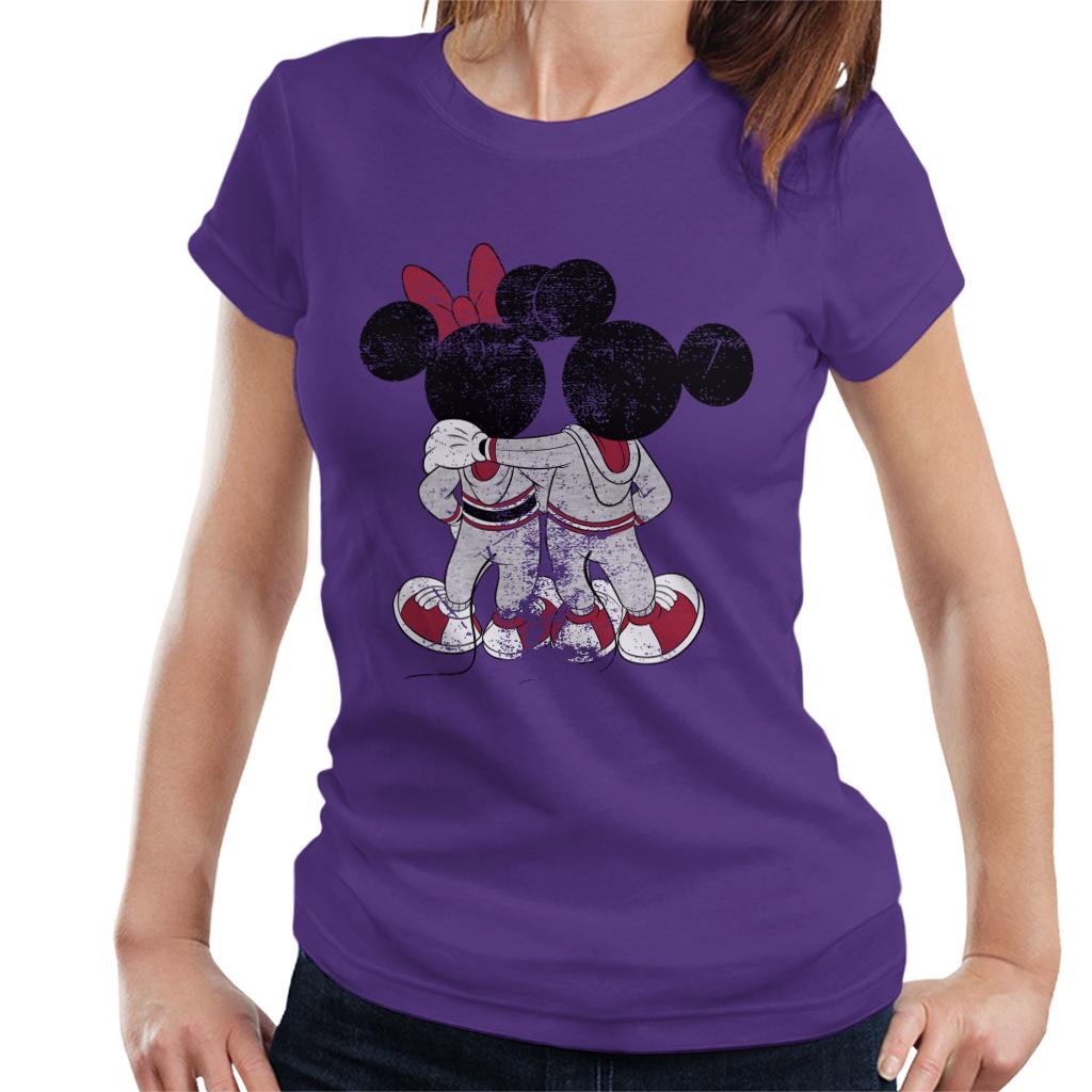 Disney Mickey And Minnie Mouse Together Distressed Back Women's T-Shirt-ALL + EVERY