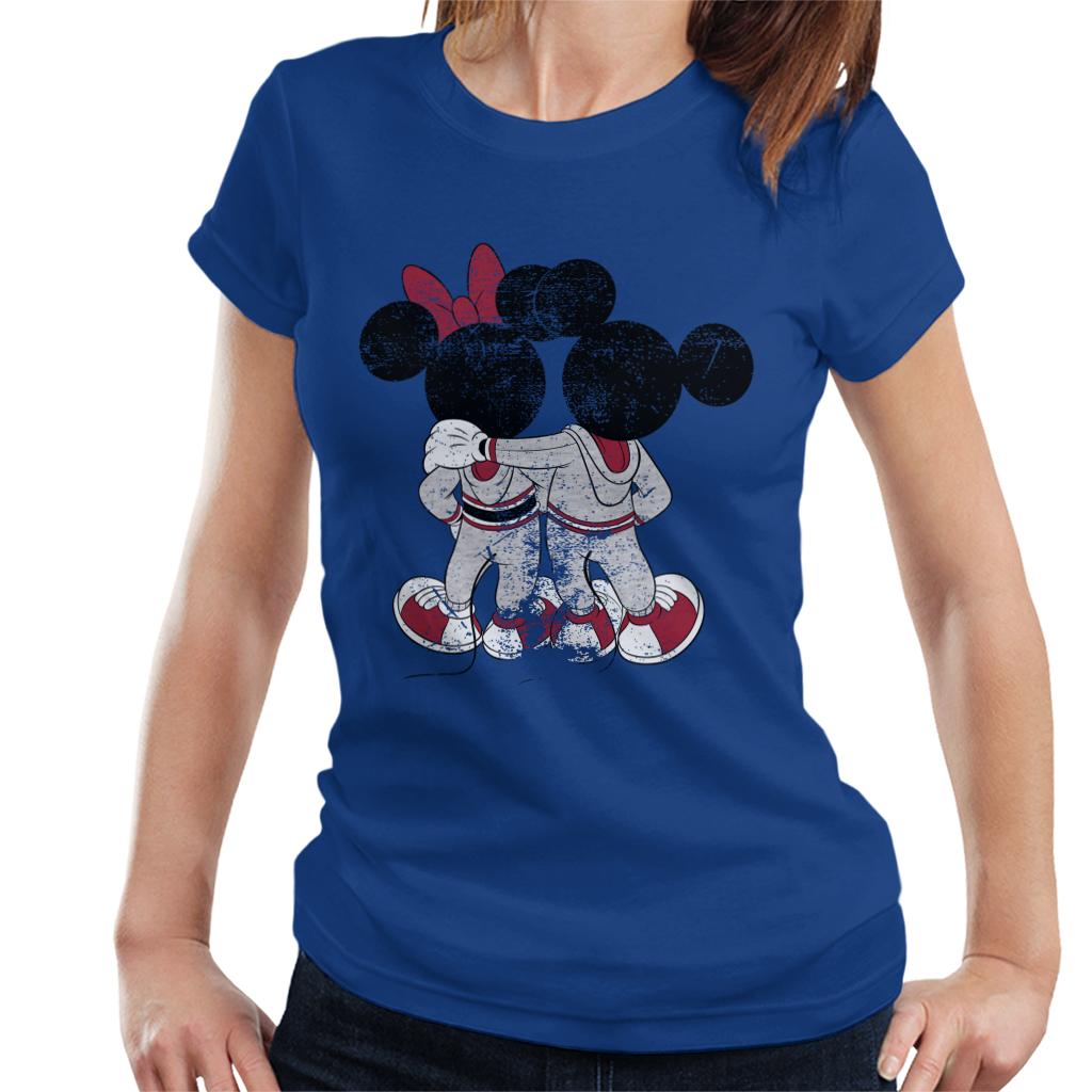 Disney Mickey And Minnie Mouse Together Distressed Back Women's T-Shirt-ALL + EVERY