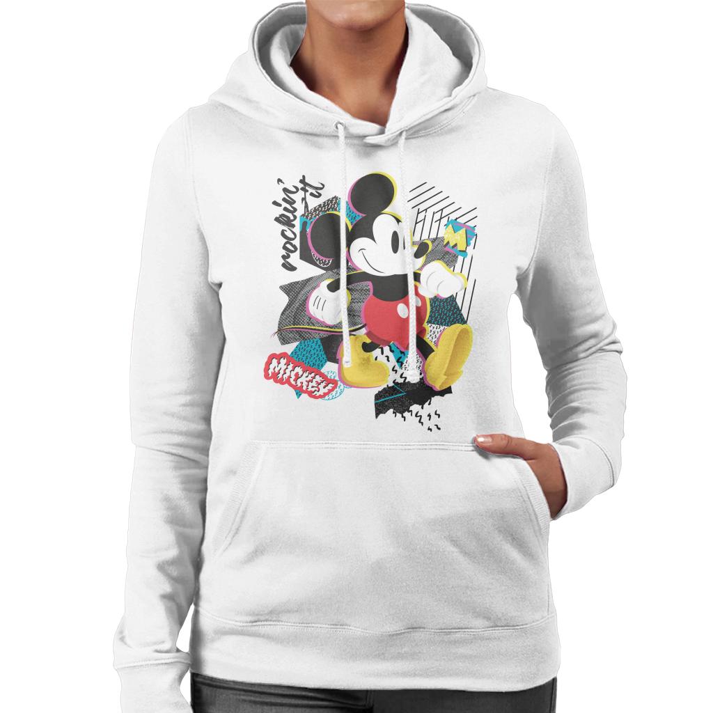 Disney Mickey Mouse Rockin It Retro Women's Hooded Sweatshirt-ALL + EVERY