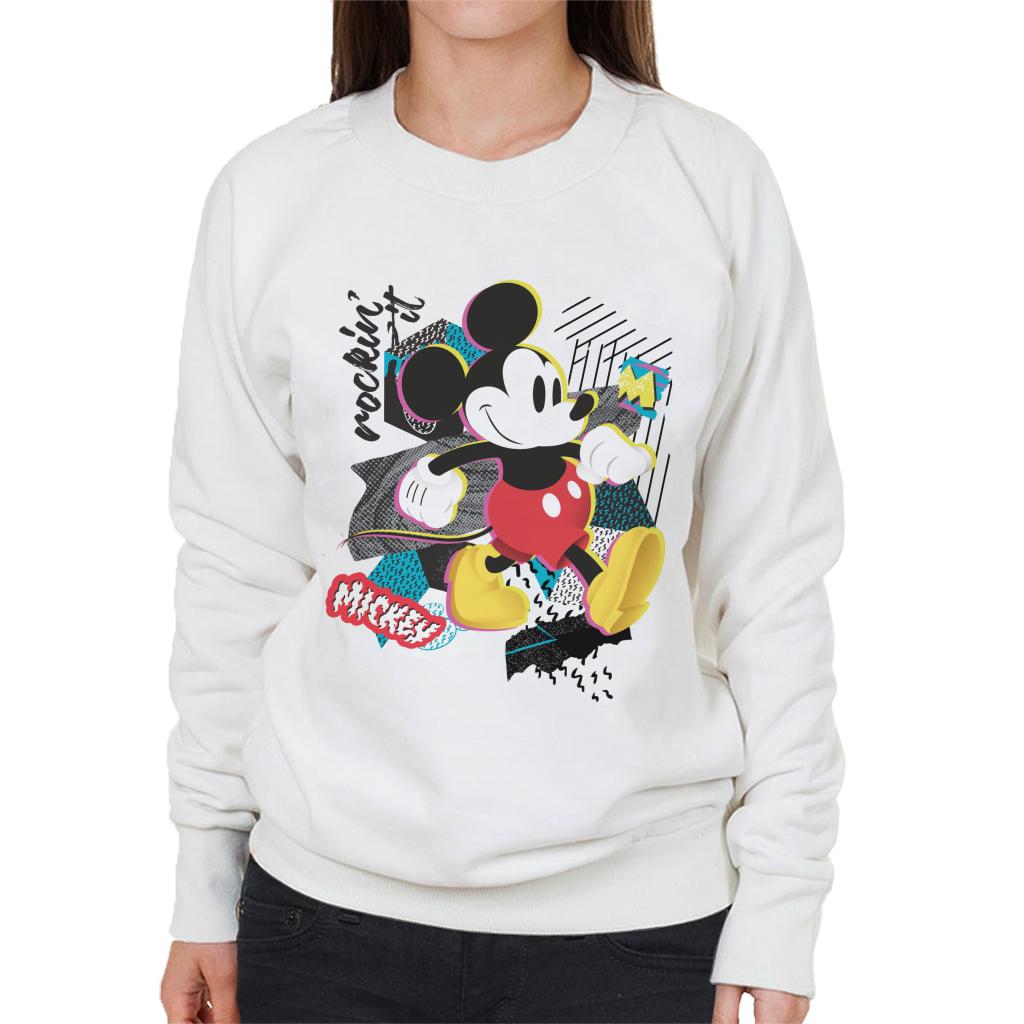 Disney Mickey Mouse Rockin It Retro Women's Sweatshirt-ALL + EVERY