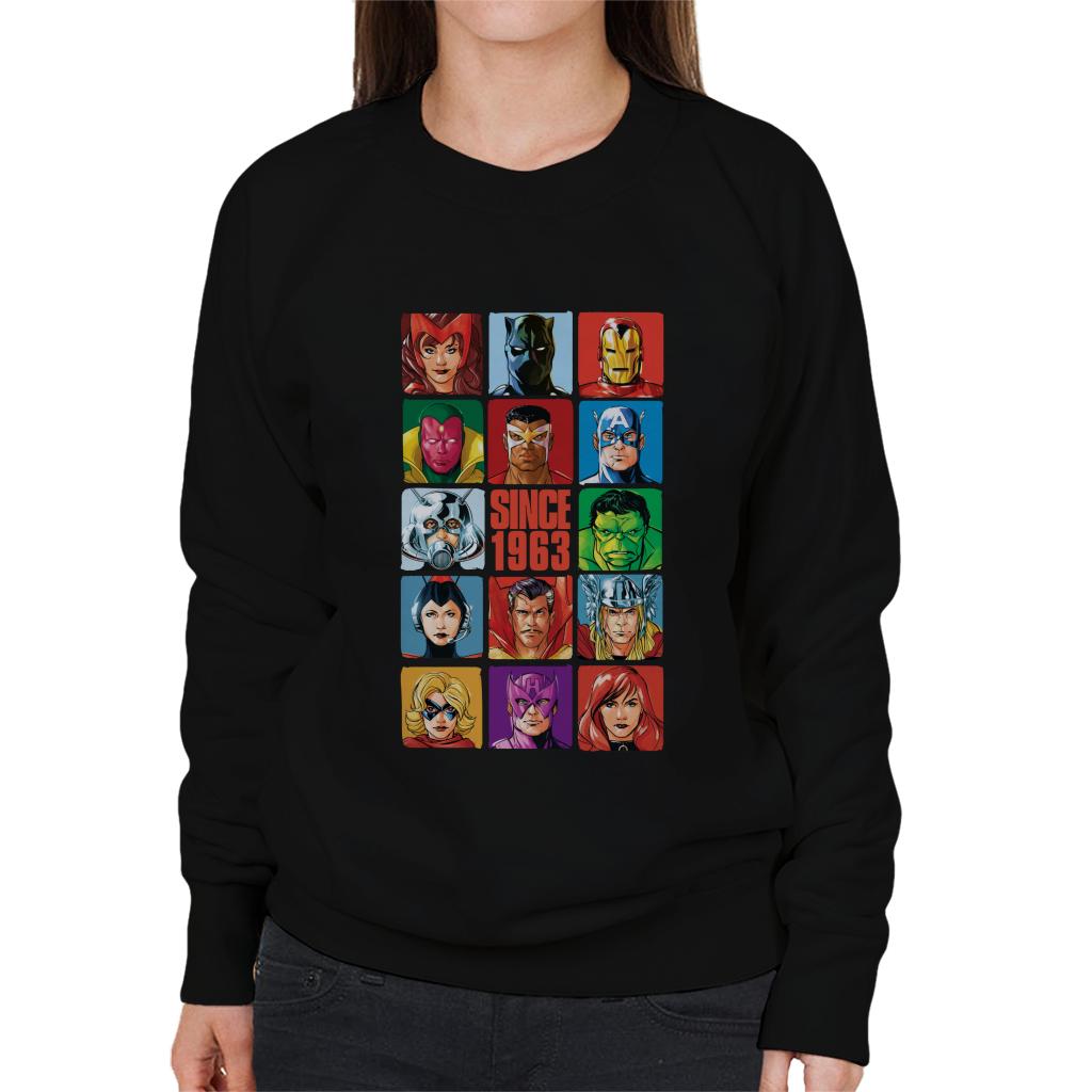 Marvel Avengers Headshot Tiles Since 1963 Women's Sweatshirt-ALL + EVERY