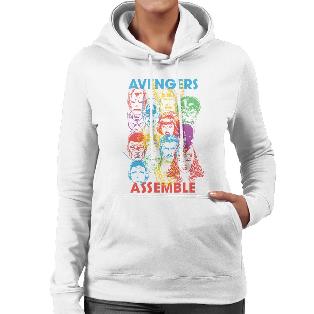 Marvel Avengers Character Head Outlines Assemble Women's Hooded Sweatshirt-ALL + EVERY