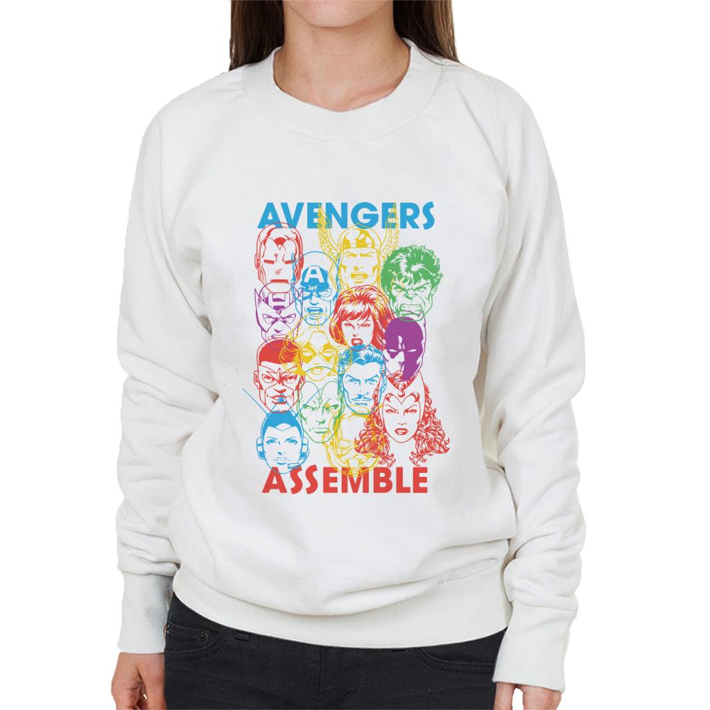 Marvel Avengers Character Head Outlines Assemble Women's Sweatshirt-ALL + EVERY