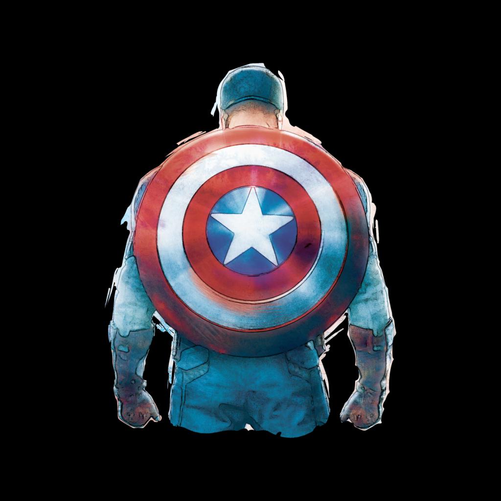 Marvel Captain America Sketch Style Shield Back Men's Hooded Sweatshirt-ALL + EVERY