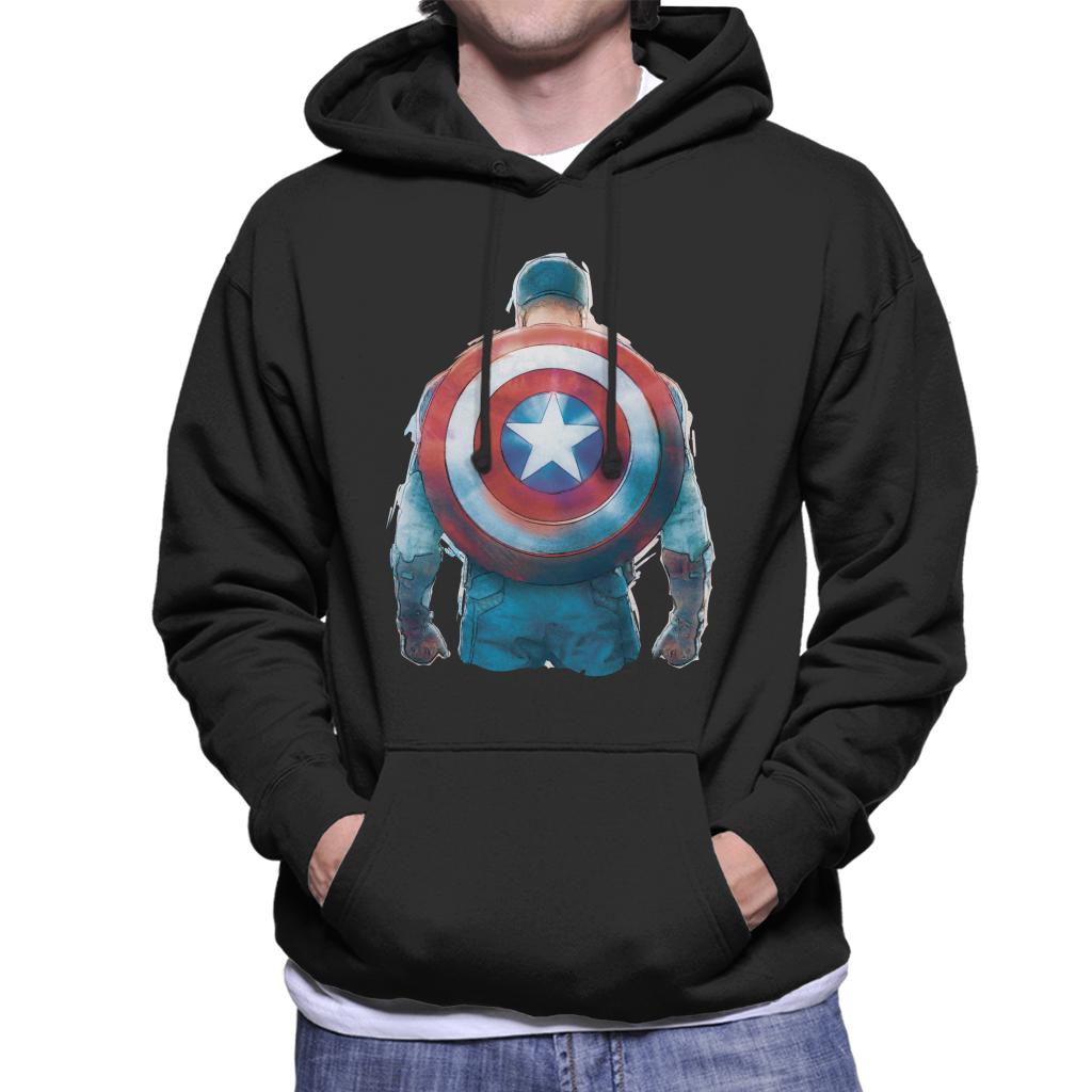 Marvel Captain America Sketch Style Shield Back Men's Hooded Sweatshirt-ALL + EVERY