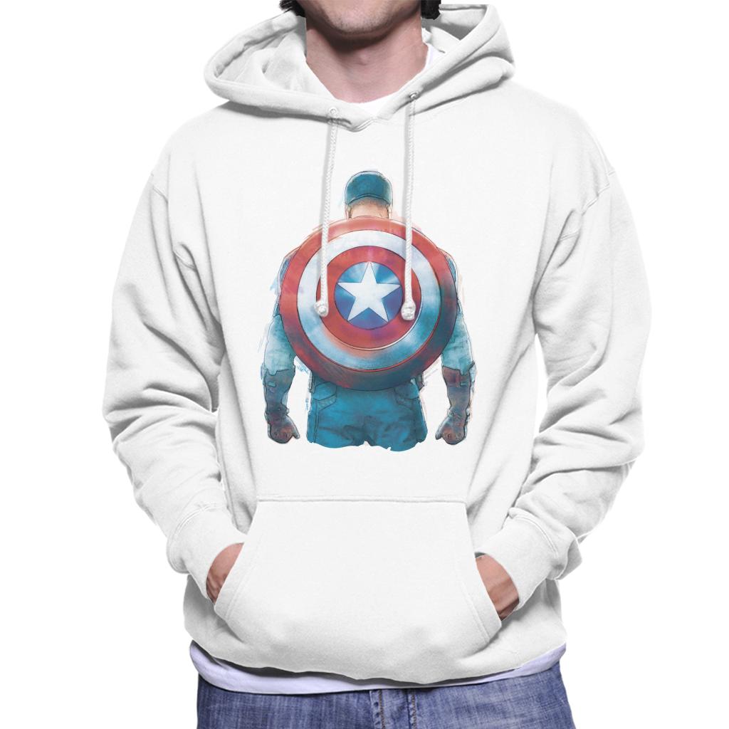 Marvel Captain America Sketch Style Shield Back Men's Hooded Sweatshirt-ALL + EVERY