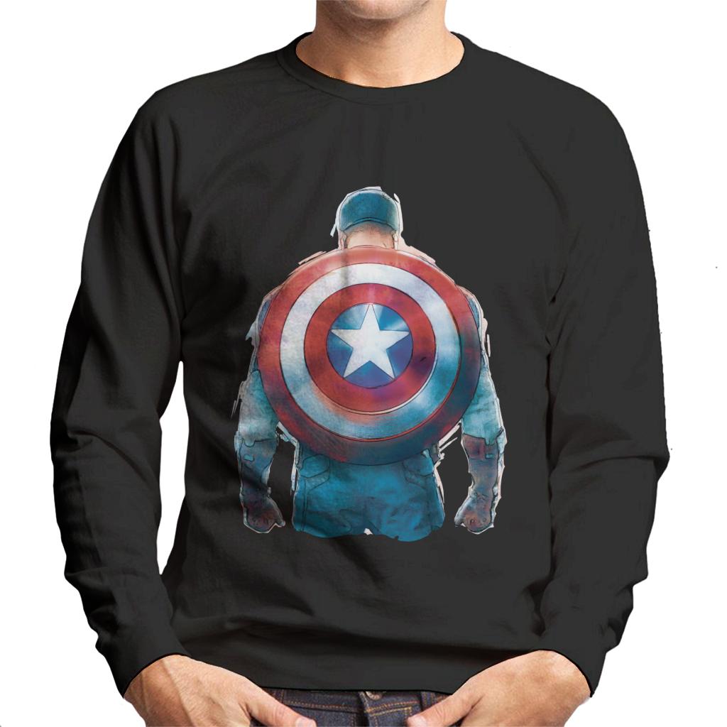 Marvel Captain America Sketch Style Shield Back Men's Sweatshirt-ALL + EVERY