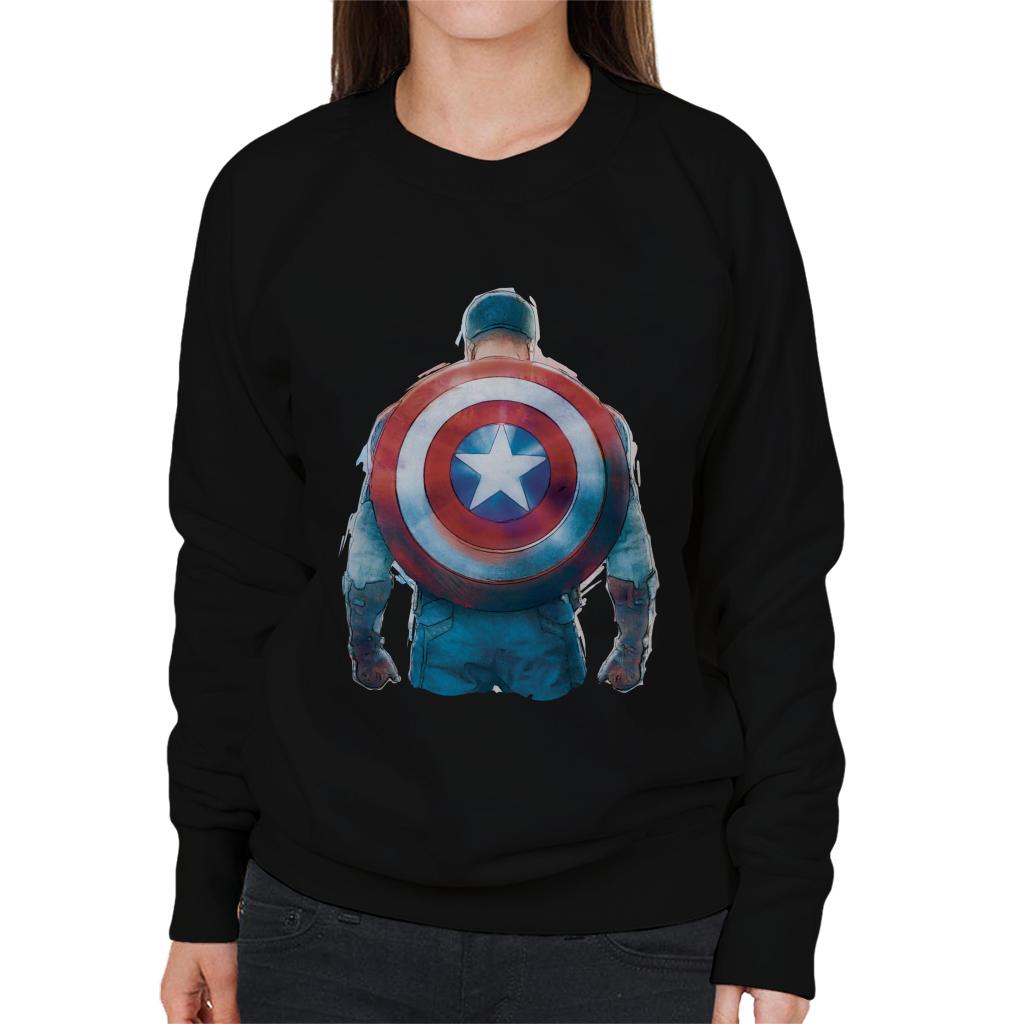 Marvel Captain America Sketch Style Shield Back Women s Sweatshirt