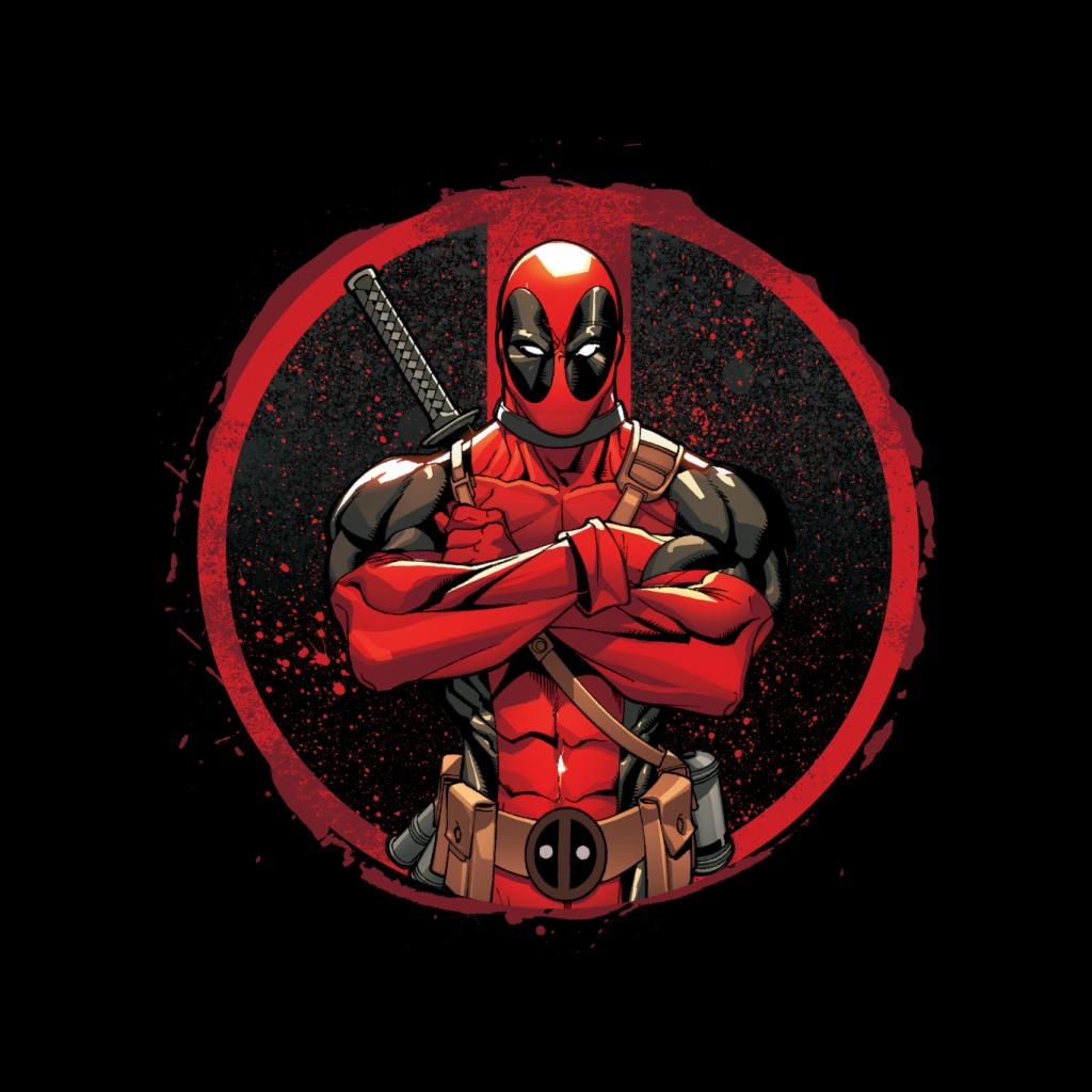 Marvel Deadpool Blood Splatter Arms Folded Men's T-Shirt-ALL + EVERY