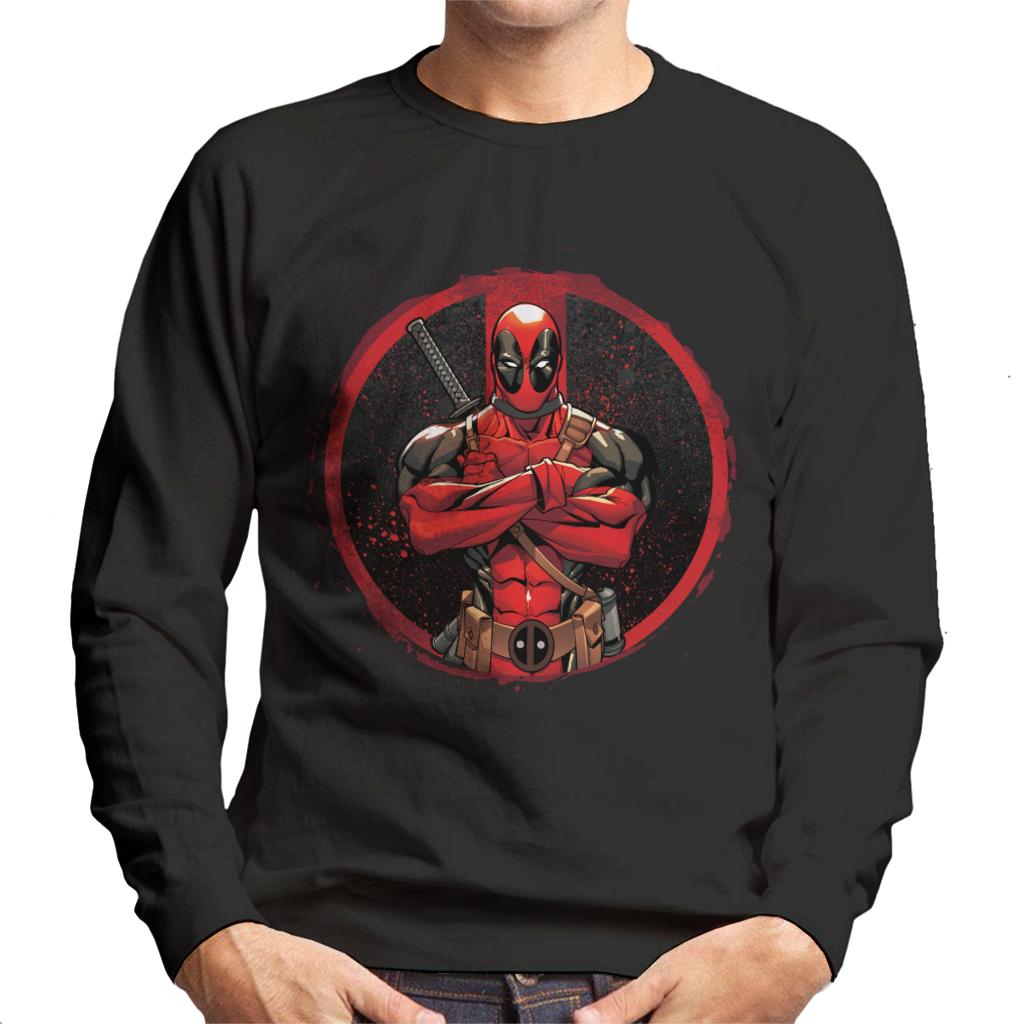 Marvel Deadpool Blood Splatter Arms Folded Men's Sweatshirt-ALL + EVERY