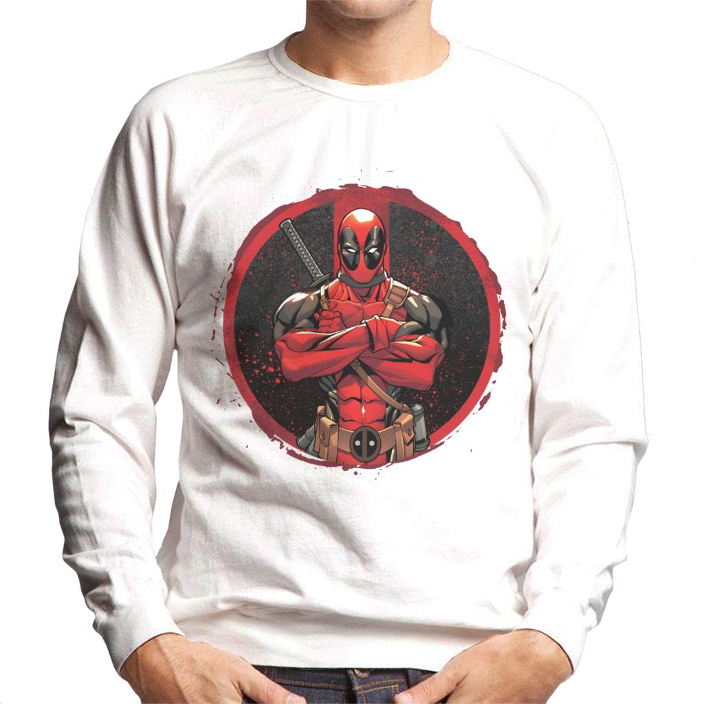 Marvel Deadpool Blood Splatter Arms Folded Men's Sweatshirt-ALL + EVERY