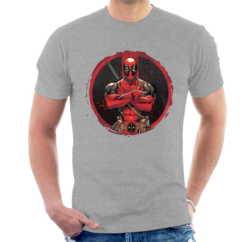 Marvel Deadpool Blood Splatter Arms Folded Men's T-Shirt-ALL + EVERY