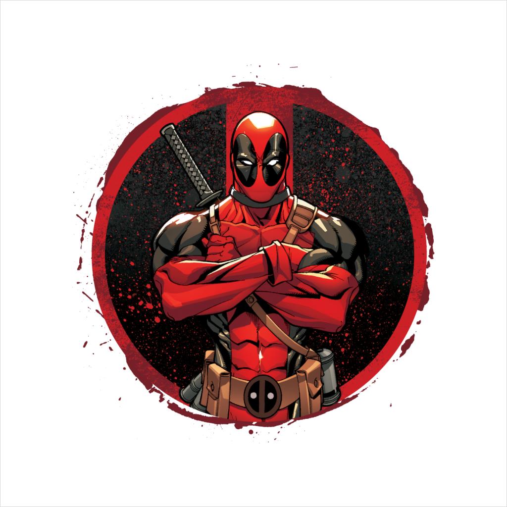 Marvel Deadpool Blood Splatter Arms Folded Men's T-Shirt-ALL + EVERY