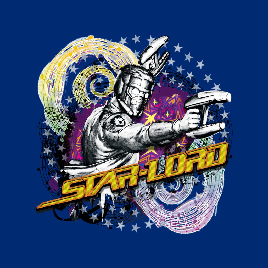 Marvel Guardians Of The Galaxy Star Lord Music Spiral Men's T-Shirt-ALL + EVERY