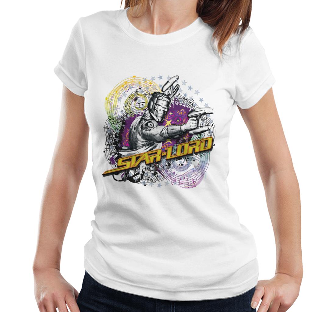 Marvel Guardians Of The Galaxy Star Lord Music Spiral Women's T-Shirt-ALL + EVERY