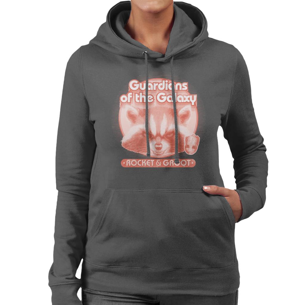 Marvel Guardians Of The Galaxy Rocket And Groot Retro Women's Hooded Sweatshirt-ALL + EVERY