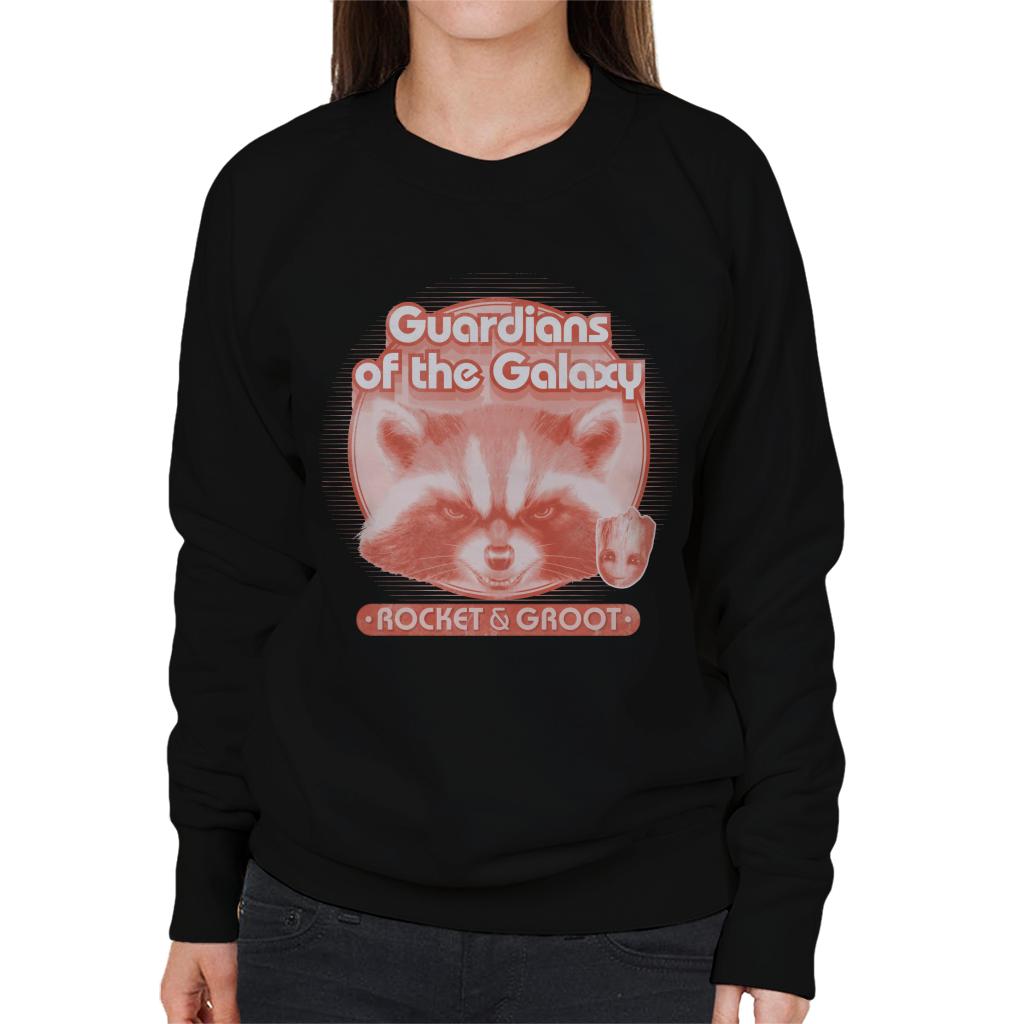 Marvel Guardians Of The Galaxy Rocket And Groot Retro Women's Sweatshirt-ALL + EVERY