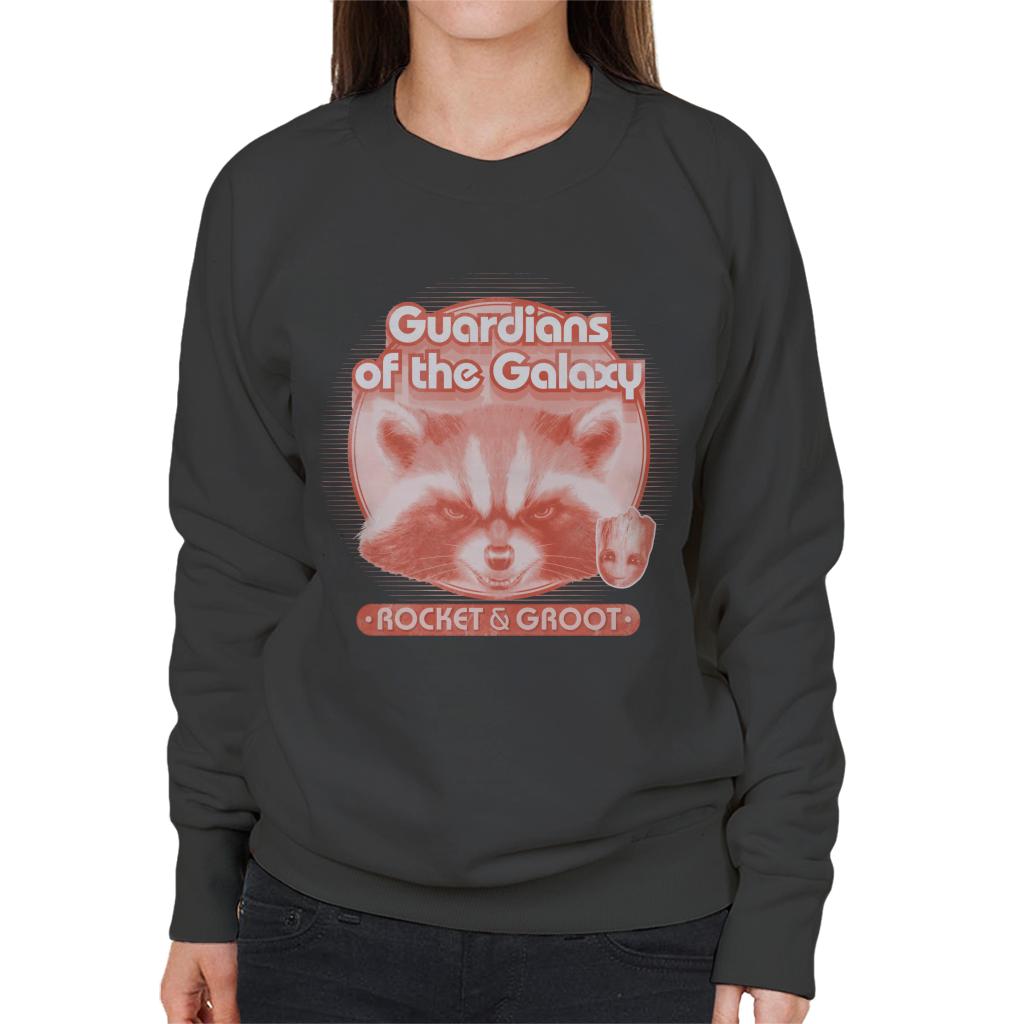 Marvel Guardians Of The Galaxy Rocket And Groot Retro Women's Sweatshirt-ALL + EVERY