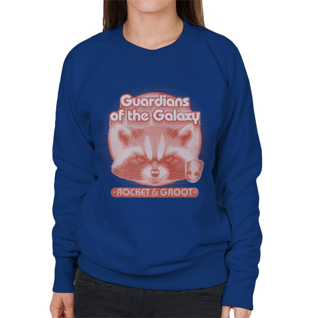 Marvel Guardians Of The Galaxy Rocket And Groot Retro Women's Sweatshirt-ALL + EVERY